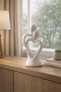 Dekoratif Sevgili Biblosu - Kalpli Romantik Figür - 14cm